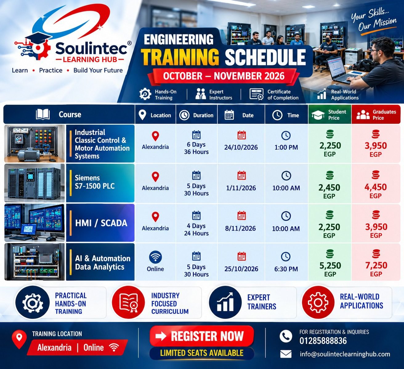 Soulintec Learning Hub Training Schedule